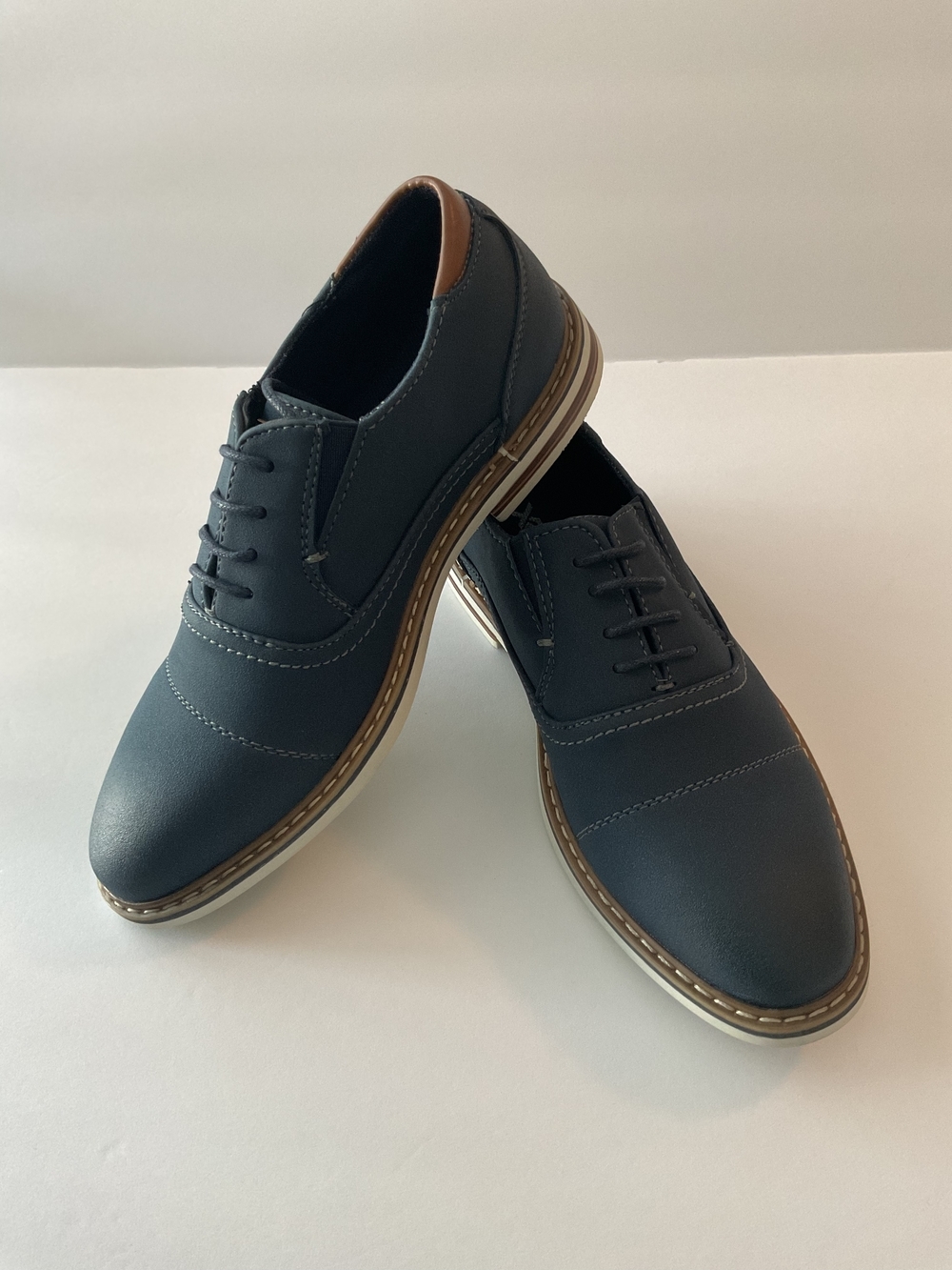 Boys Navy Casual Dress Shoes - Classic Lace-Up